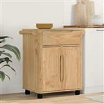 vidaXL Keuken Trolley Wasbruin 72,5 x 45 x 80 cm Massief Vurenhout