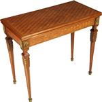 Franse marqueterie wandtafel te vergroten tot speeltafel ca 1875 notenhout (No.362920)