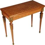 Franse marqueterie wandtafel te vergroten tot speeltafel ca 1875 notenhout (No.362920)