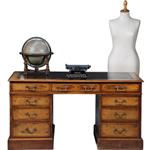 Bureau Engeland noten met wortelnoten en zwart leer ca 1910 (No.280340)