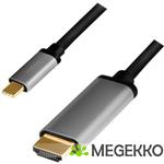 LogiLink CUA0101 tussenstuk voor kabels USB 3.2 Gen1 Type-C HDMI-A Zwart, Grijs