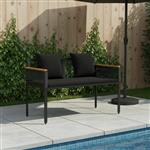 vidaXL Tuinbank met kussen Zwart 117 x 54 x 74.5 cm poly rattan