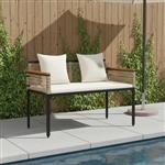 vidaXL Tuinbank Beige en Crème Wit 117 x 54 x 74.5 cm poly rattan