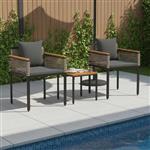 vidaXL Buitenmeubelset met kussen 3 pcs Grijs en Donkergrijs PE Rattan