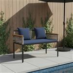 vidaXL Tuinbank Grijs en Marineblauw 117 x 54 x 74.5 cm poly rattan