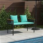 vidaXL Tuinbank Zwart en Turquoise 117 x 54 x 74.5 cm poly rattan