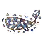 Blauwe vinvis 42 x 25 cm - Houten puzzel (200 unieke stukjes)