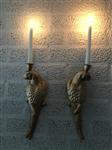 Set gietijzeren papegaaien gold-kleur als wand kandelaars, mooi en apart!!