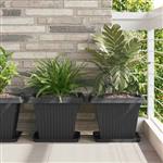 vidaXL Vierkante Bloempot 24 pcs Zwart 43 x 43 x 33.5 cm Kunststof