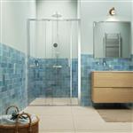 Tweedelige schuifdeur in nis helder veiligheidsglas met antikalklaag Sealskin Inc. 140x200 cm Mat Zi