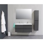 Badkamermeubel Boss & Wessing Pepper Acryl Wastafel Twee Kraangaten 120x55x46 cm Antraciet