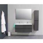 Badkamermeubel BWS Pepper Wastafel Acryl Incl Spiegelkast 2 Deurs Met 2 Kraangaten 120x55x46 cm Antr