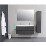 Badkamermeubel Boss & Wessing Pepper Acryl Wastafel Incl Spiegel Twee Kraangaten 120x55x46 cm Antrac