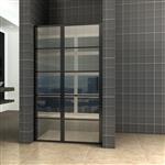BWS Nisdeur INDUS met Vast Paneel 100x200 cm 8 mm NANO Glas Omkeerbaar Mat Zwart