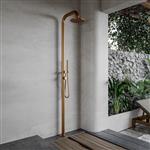 Buitendouche vrijstaand Fortifura Outdoor Deluxe Regendouche Met Handdouche Geborsteld Koper