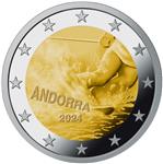 Andorra 2 Euro 2024 '100 Jaar Skiën in Andorra' UNC