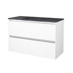 Badmeubelset Aquasplash Salt 100x46cm Greeploos 2 Lades Met Wastafel Hardsteen 1 Kraangat Ice White