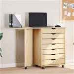 vidaXL Rolkast met Bureau MOSS Heldere Vernis 105,5 x 39 x 74,5 cm