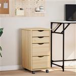 vidaXL Rolkast met Bureau MOSS Heldere Vernis 34 x 39 x 65,5 cm