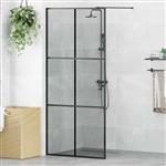 vidaXL Inloop Douche Wand Zwart 90 x 195 cm gehard glas