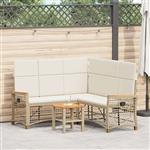 vidaXL Tuin Ligbank Set Beige en Crème Wit 164 x 164 x 112 cm