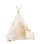 TIPI tent Beige met pompons + mat en kussens TIPI met pompons + 2 kussens en mat