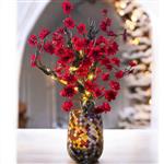 Vaas - lichtjes - rode kunst bloesemboom