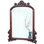 Getoogde mahonie schouwspiegel met gestoken onderhoeken en kroon (No.361835)