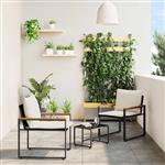 vidaXL Meubelsets met kussen 3 pcs Zwart en Cream Wit Rattan