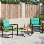 vidaXL Buitenmeubelset met kussen 3 pcs Turquoise