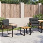 vidaXL Buitenmeubelset met kussen 3 pcs Middelgrijs