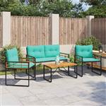 vidaXL Buitenmeubelset met kussen 4 pcs Turquoise