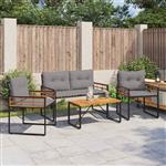 vidaXL Buitenmeubelset met kussen 4 pcs Lichtgrijs