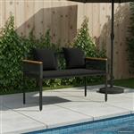 vidaXL Tuinbank met kussen Zwart 117 x 54 x 74.5 cm poly rattan