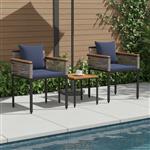 vidaXL Buitenmeubelset met kussen Grijs en Marineblauw poly rattan