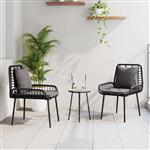 vidaXL Tuin eettafelset 3 pcs Zwart en Anthraciet poly rattan