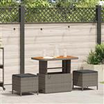 vidaXL Tuin eettafelset Grijs poly rattan