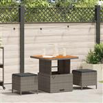 vidaXL Tuin eettafelset Grijs poly rattan
