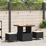 vidaXL Tuin eettafelset Zwart poly rattan