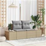 vidaXL Tuinbank met kussen Beige 184 x 62 x 69 cm poly rattan