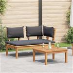 vidaXL Tuinbank en Tafelset 2 pcs Grijs en Bruin Massief teakhout