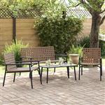 vidaXL Tuin eettafelset 4 pcs Bruin poly rattan