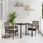 vidaXL Tuinstoel met kussen 2 pcs Bruin 55 x 53 x 85 cm poly rattan