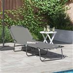 vidaXL Opvouwbare zonnebed Grijs 188 x 57 x 86,5 cm Polyester