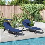 vidaXL Opvouwbare zonnebed 2 pcs Blauw 190 x 57 x 81 cm oxford