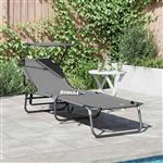 vidaXL Opvouwbare zonnebed Grijs 190 x 57 x 81 cm oxford