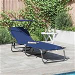 vidaXL Opvouwbare zonnebed Blauw 190 x 57 x 81 cm oxford