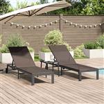 vidaXL Ligstoel 2-persoon 3 pcs Bruin poly rattan
