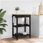 vidaXL Keuken Trolley MONZA Zwart 60 x 40 x 88,5 cm Massief Vurenhout