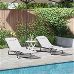 vidaXL Opvouwbare zonnebed 2 pcs Crème 182 x 55 x 85,5 cm Textileen